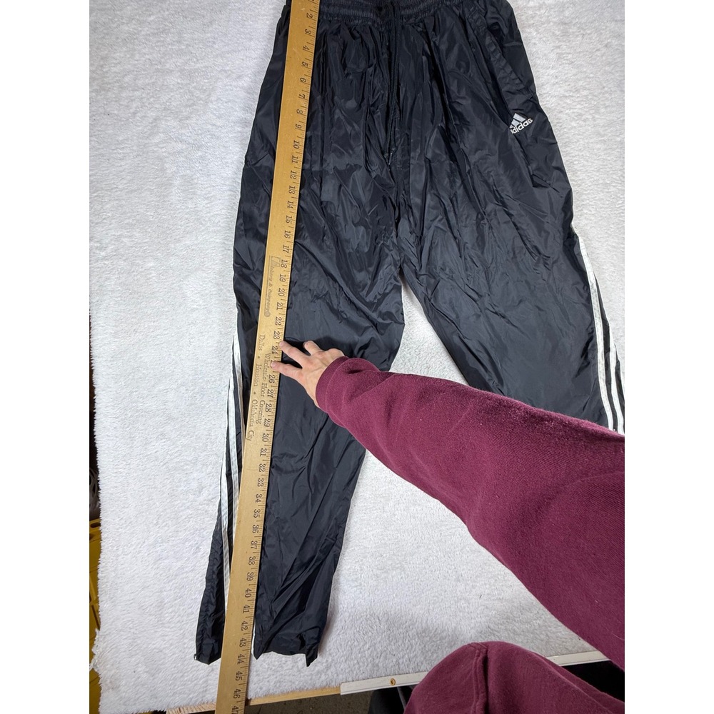 Adidas Track Pants Mens XL Black 90's Y2K Vintage 3-Stripe Nylon Wind Pants - Picture 2 of 9